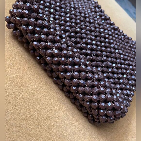 Vintage Beaded Purse Made in Italy Brown - Picture 4 of 10